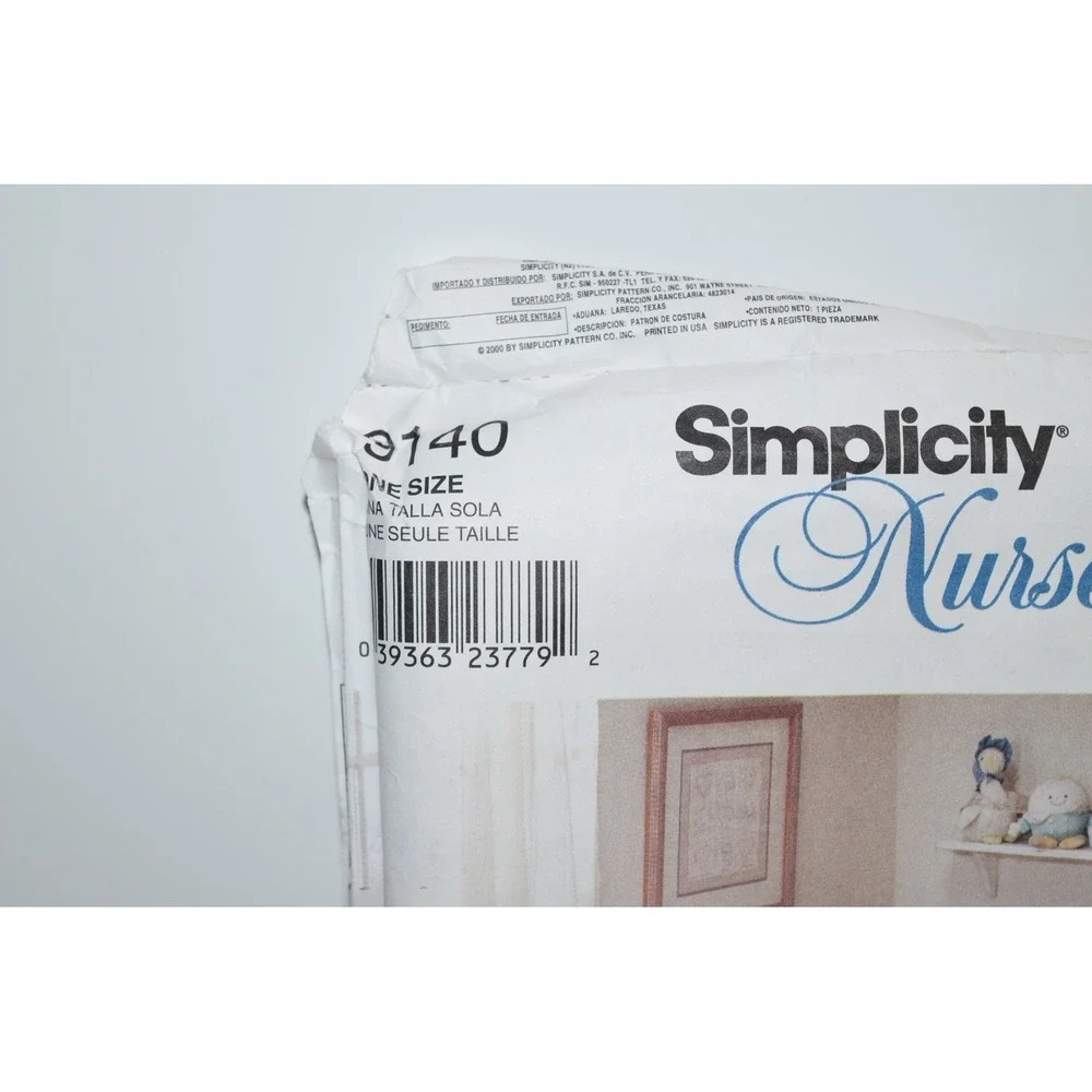 Simplicity 9140 Pattern Uncut Nursery Accessories Padding Quilt Diaper Holder